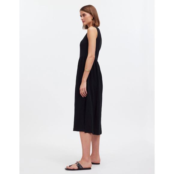Madewell Knit Tank Midi Dress Black Minimalist Casual A Line Cotton Small NWT - Picture 4 of 16